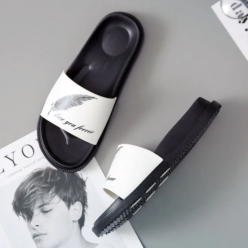 Шлепанцы мужские с граффити мягкие сланцы Эва Повседневная пляжная обувь для