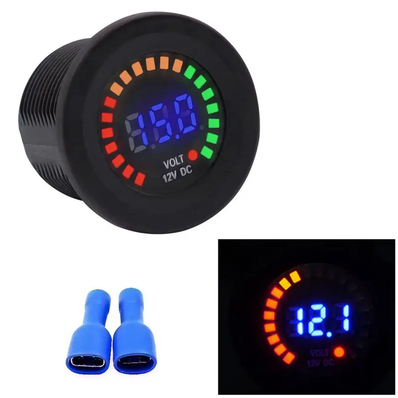 

Waterproof DC12V RD Digital Voltmeter Three Wires Vehicles Motorcycles Boat Cars Voltage Panel Meter LED Display Color