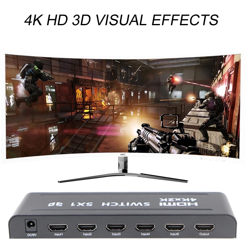 4K 30Hz 5x1 HDMI переключатель 5 портов в 1 выход 4 коммутатор с удаленным портом