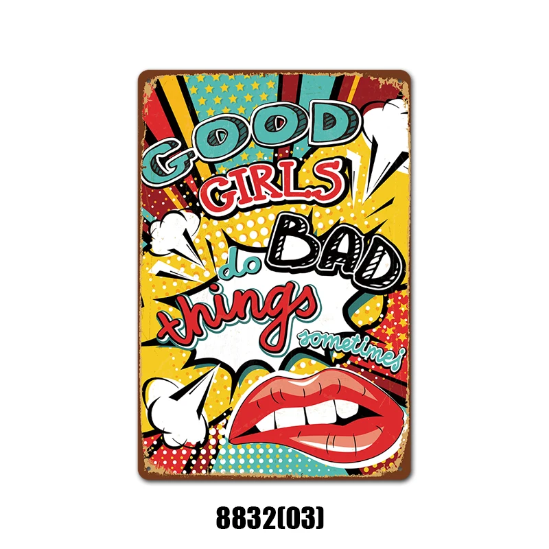 Винтажный постер хорошие девушки делают плохие дела металлические знаки в стиле