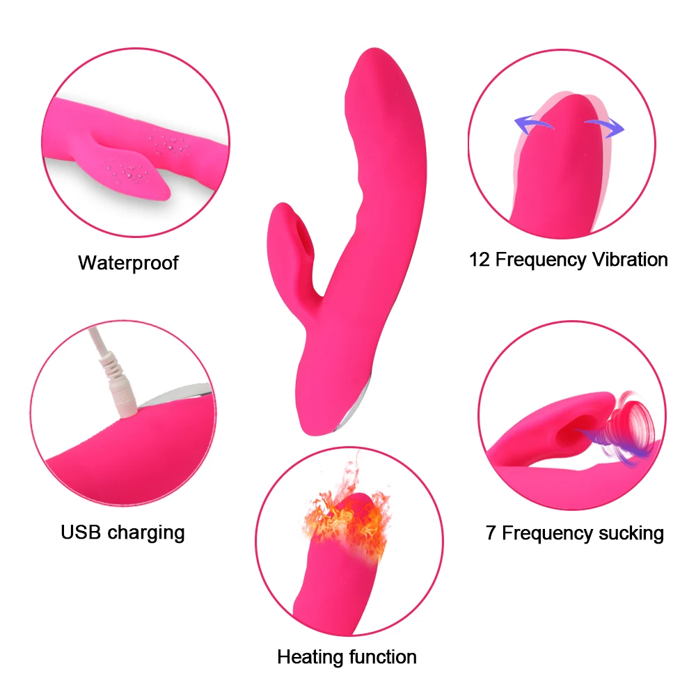 12 Modes Vibration 7 Sucking Vacuum Stimulator AV Rabbit Dildo Vibrator Nipple Sucker Clitoral | Красота и здоровье