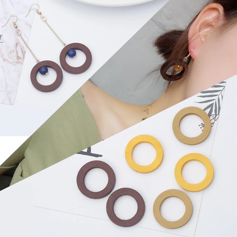 10 шт цветные натуральные деревянные круглые промежуточные Полые Подвески в