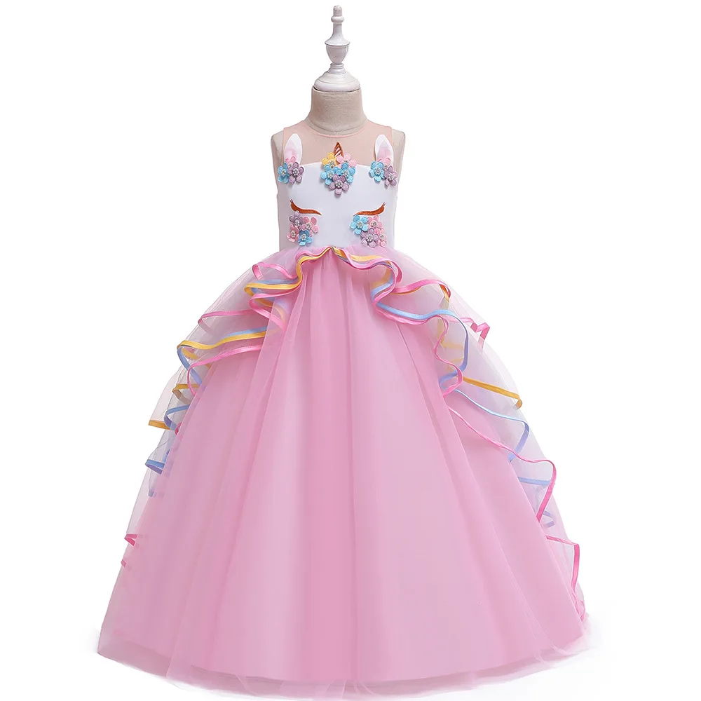 2020 Princess Dress Girls Children's Long Dress Colorful Mesh Cake Dress Summer Dress FGD10118