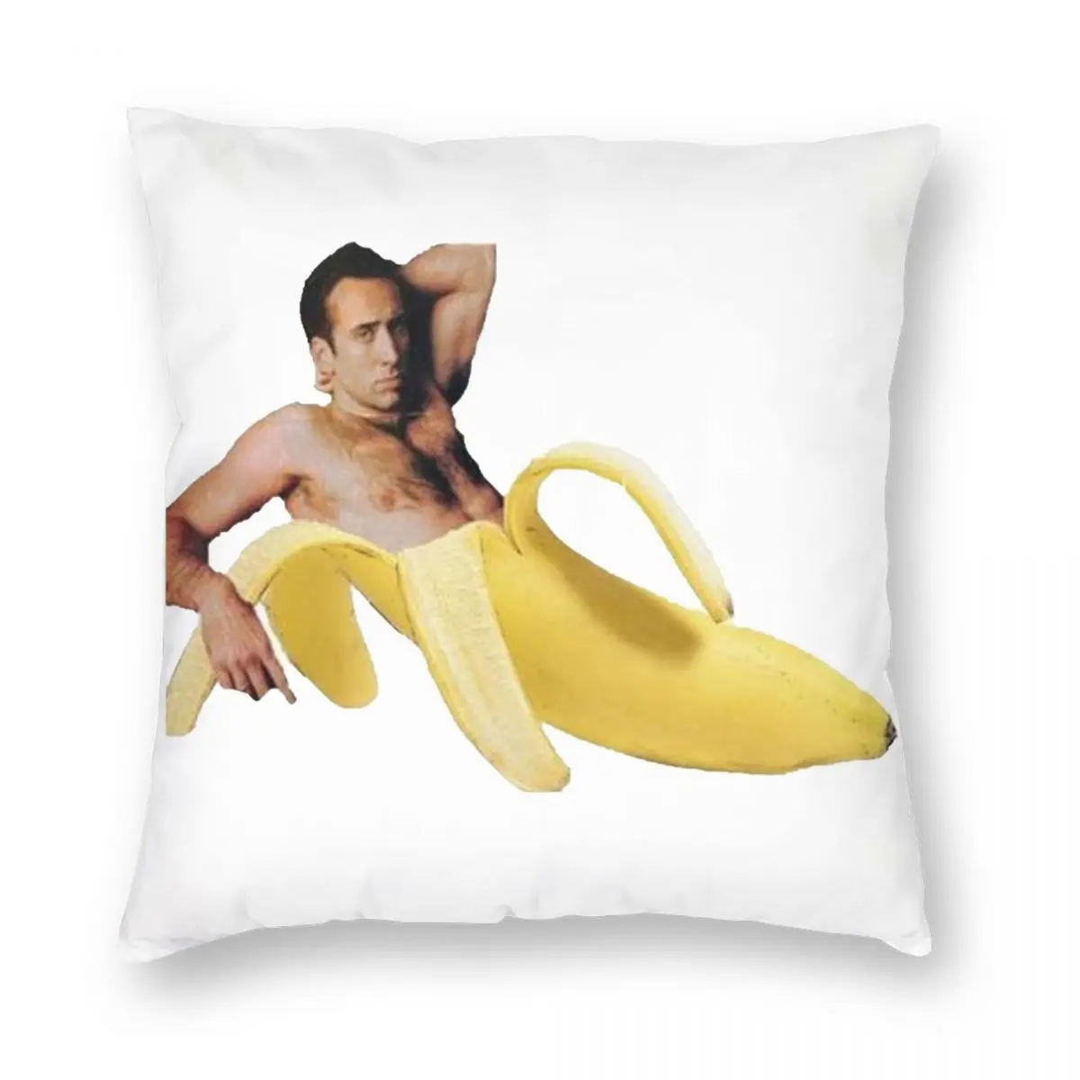 

Привлекательный квадратный чехол для подушки с рисунком Николая клетка в виде банановой позы, чехол для подушки из полиэстера и льна, чехол ...