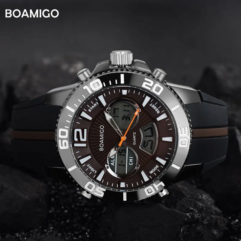 Мужские спортивные часы модные цифровые кварцевые BOAMIGO водонепроницаемые
