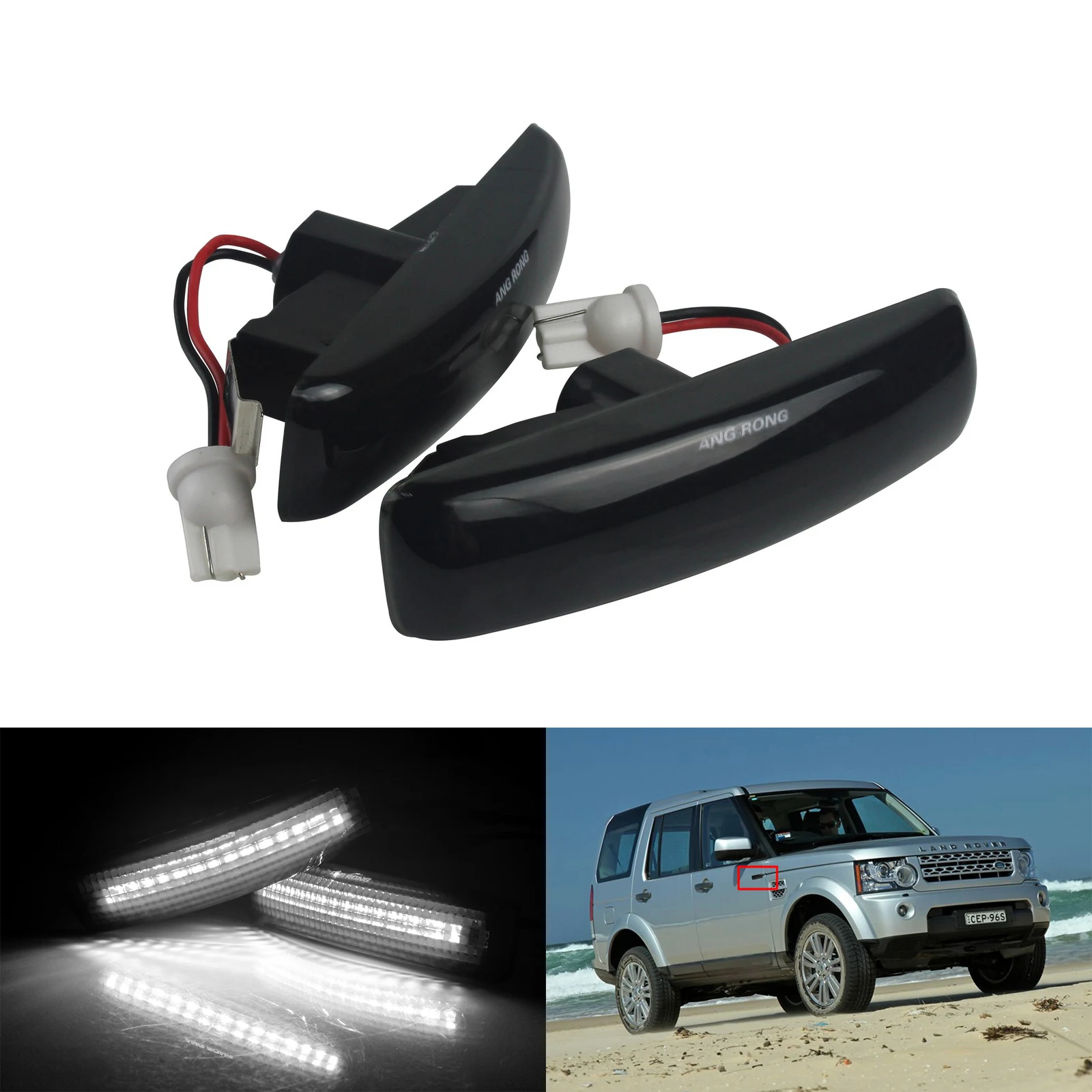 ANGRONG Светодиодный Боковой индикатор ретранслятор света для Land Rover Discovery 3 & 4