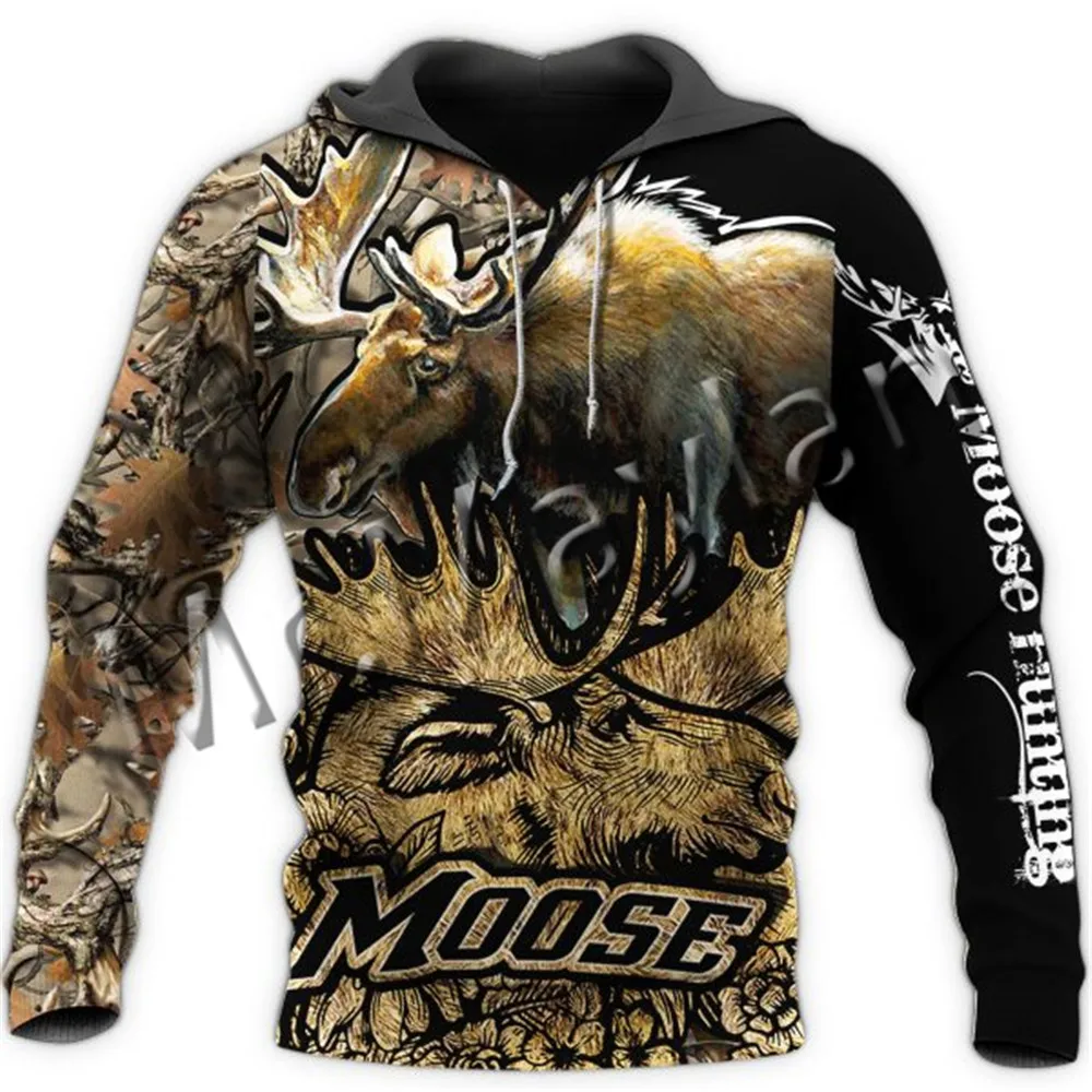 New Fashion Bow Hunter Moose Hunting Camo Unisex Sportswear 3D Print Leisure Hip Hop / Sweatshirt / Hoodie / Zipper / Jacket S-6