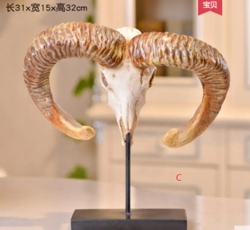 Смола ретро животное овечья голова ремесла гостиная атмосферная быка украшение