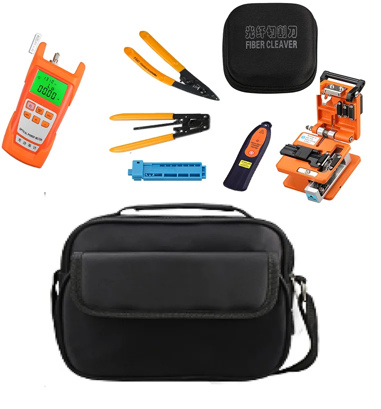 

FTTH Fiber Optic Tool Kit 13pcs/set with Fiber Cleaver -70~+10dBm Optical Power Meter Visual Fault Locator 5km,High cost perform