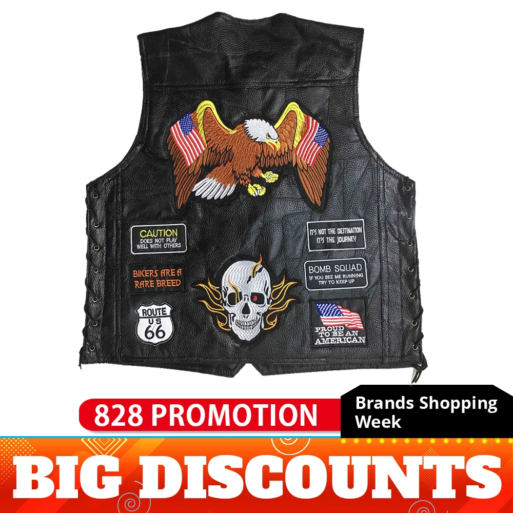 Новая мотоциклетная куртка Байкерская мужская кожаная из овечьей кожи ретро