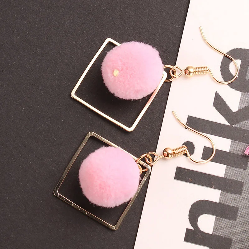 Женские Висячие серьги сплав геометрические хлопок меховой шар висячие