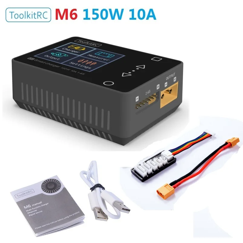 

ToolkitRC M6 зарядное устройство 150 Вт 10А DC выходной адаптер питания для 1-6S Lipo LiHV Life Lion NiMh Pb Cell Checker