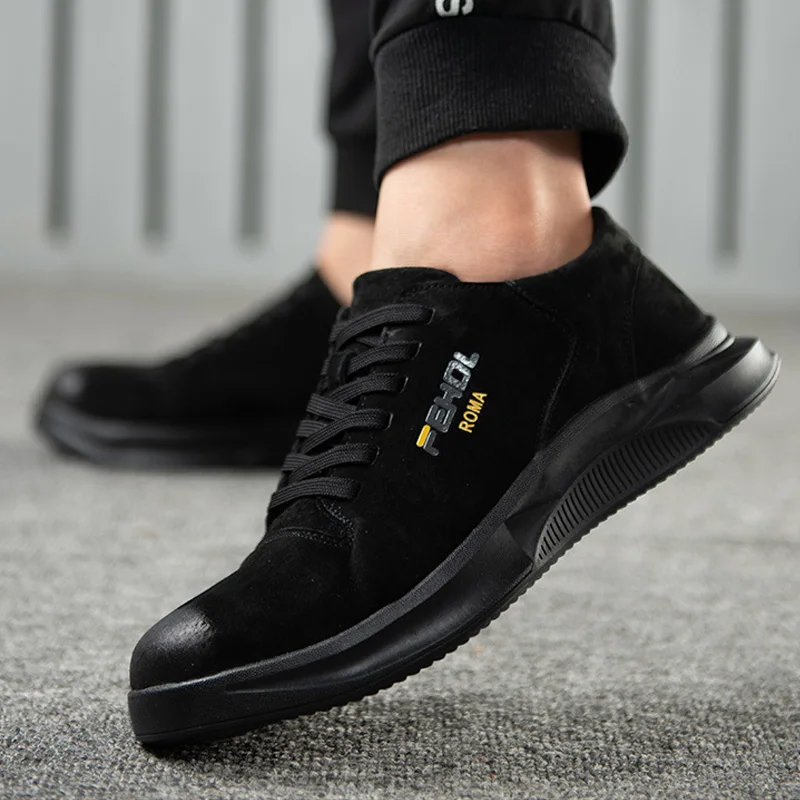 

Yadibeiba Breathable Safety Work Shoes For Men Anti-Skidding Leather Shoes Protective Work Shoes Industrial Safety Boots