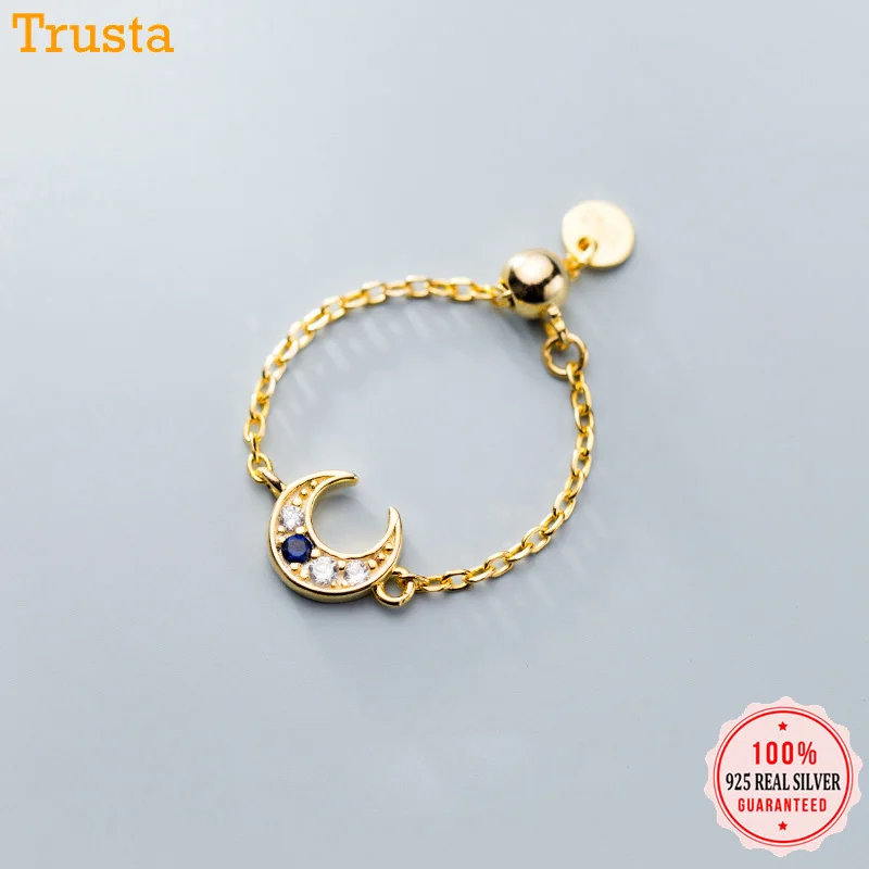 Trustdavis Оригинальное 925 Стерлинговое Серебро милое золото Луна цепь регулируемое