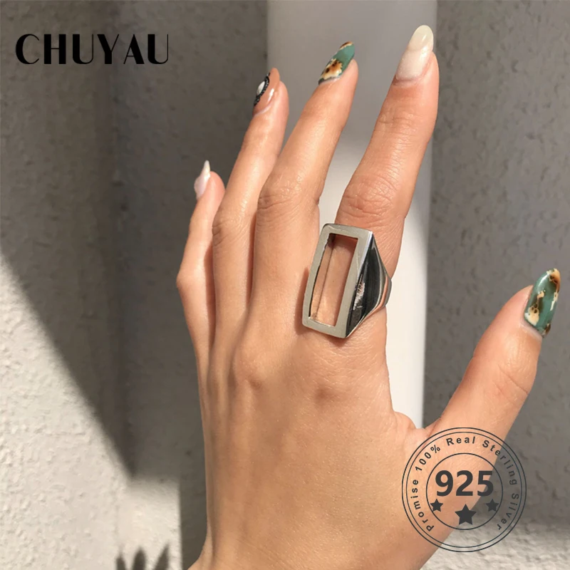 Женское прямоугольное кольцо Chuyau из натурального 925 пробы и серебра с