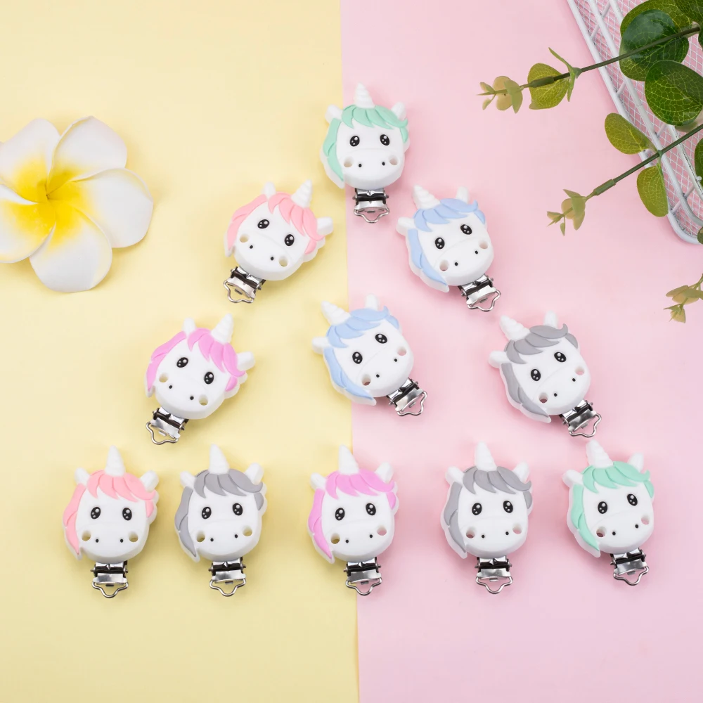 Sunrony-Clips de silicona para chupete, mordedor de animales de dibujos animados sin BPA, cuentas, Clip para chupete, Juguetes Para el cuidado Oral de beb&eacute;, 3 uds.-0