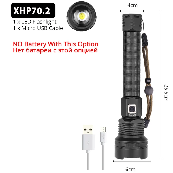 Package E XHP90 самый мощный светодиодный светильник-вспышка XLamp XHP70.2 USB Перезаряжаемый Тактический светильник 18650 26650 фонарь с зумом для кемпинга - Испускаемый цвет: Package E