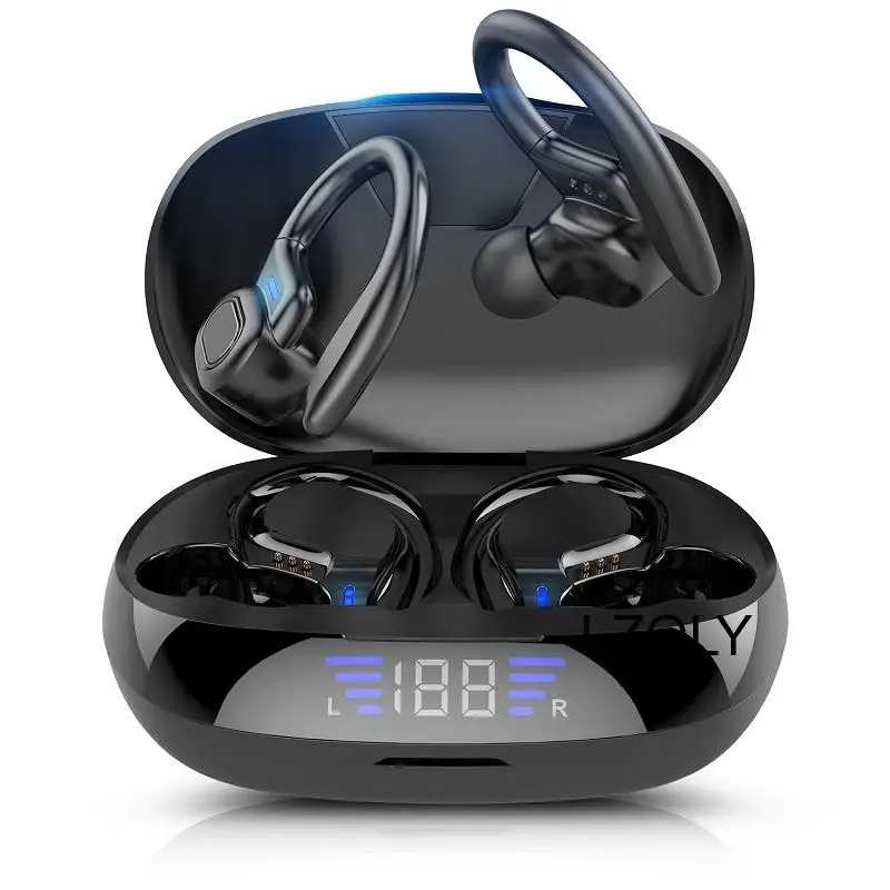 

TWS Bluetooth Earphones With Microphones Sport Ear Hook LED Display Wireless Headphones HiFi Stereo Earbuds Waterproof Headsets