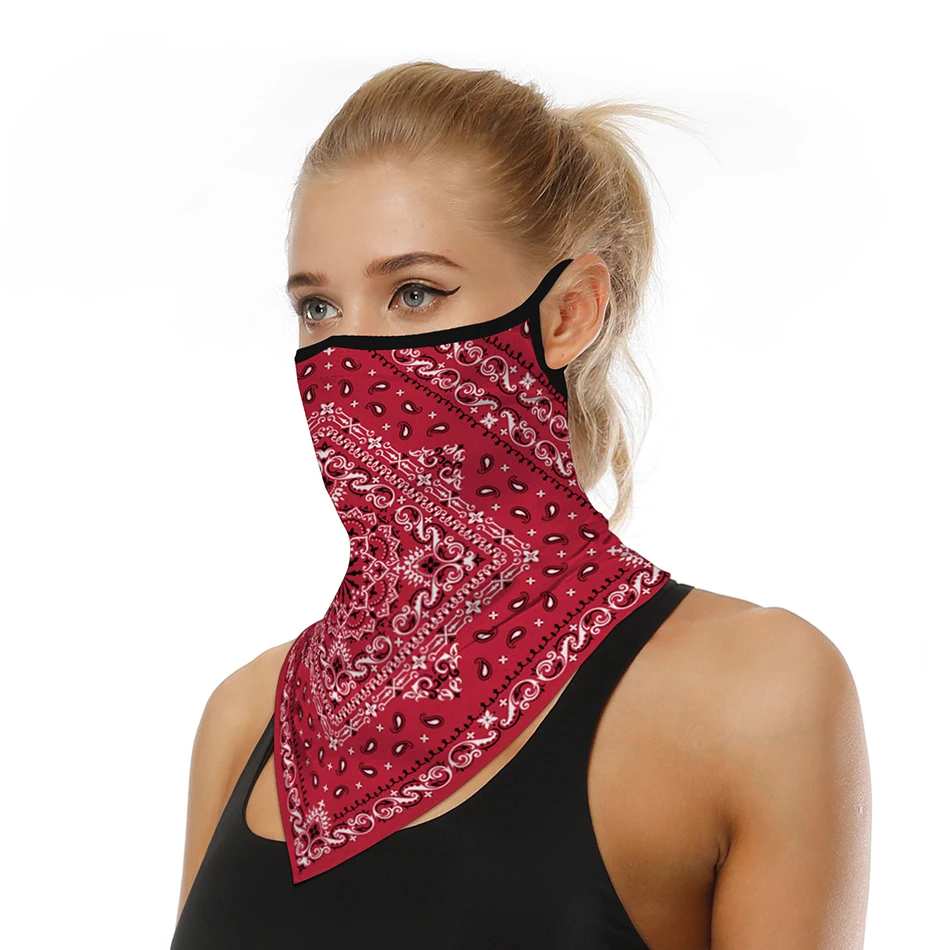 

Outdoor Riding Mask Triangle Print Seamless Ear Face Cover Sports Washable Scarf Neck Tube Face Dust Facemask Windproof Bandana