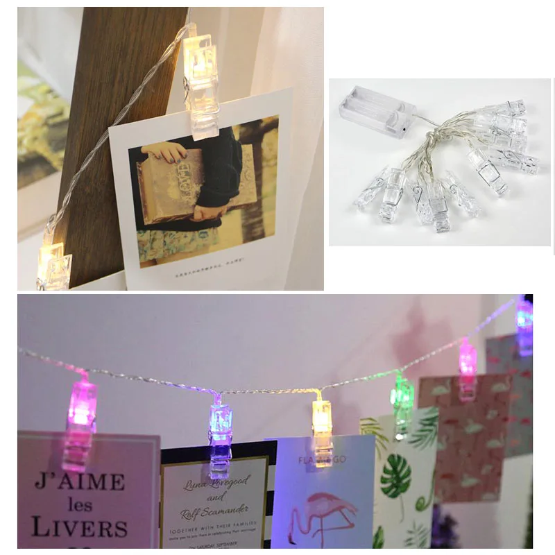 Светодиодная Праздничная гирлянда с зажимом для фотосъемки Декоративная на