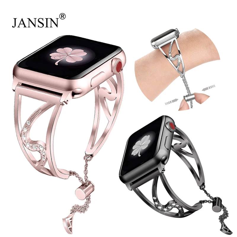 

For Apple Watch Band 38mm 40mm Stainless Steel Diamond Bracelet Strap For Apple Watch 42mm 44mm SE 6 5 4 3 2 1 Bangle Wristband