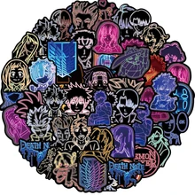 10/30/50PCS Mix Neon Light Anime Demon Slayer Attack on Titan Sticker Aesthetic Phone Car Laptop Bike Graffiti Sticker Kid Toy