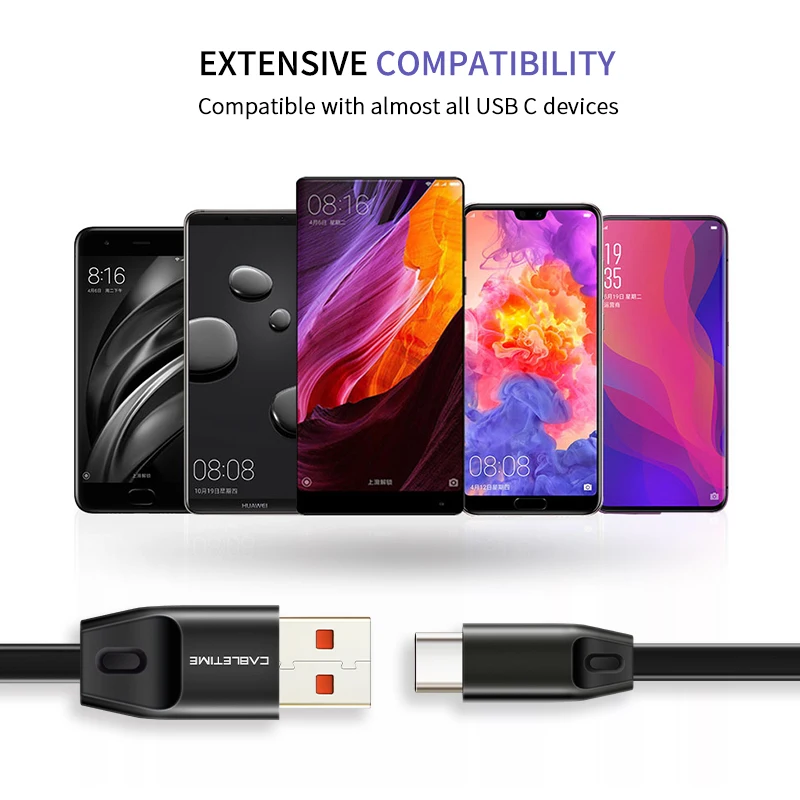 Кабель USB Type C/USB A Cabletime для быстрой зарядки 2.4A|Кабели мобильных телефонов| |