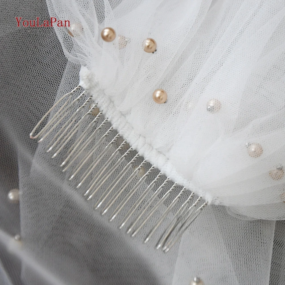 

YouLaPan V11 Real Photos 3M Cathedral Wedding Veil White Ivory Handmade Tulle with Pearls Beautiful Long Bridal Marriage Veil