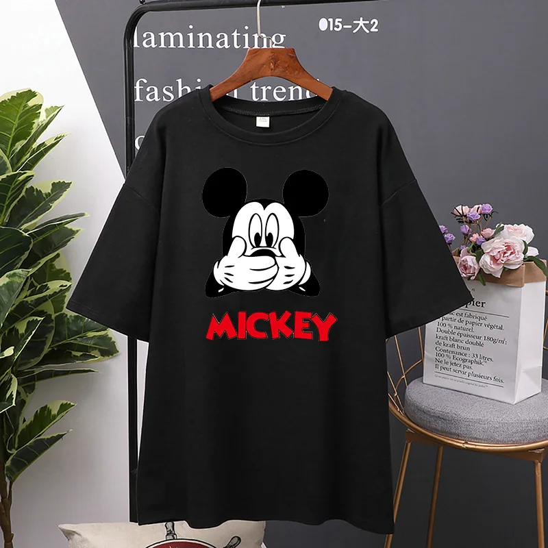 Disney cartoon Mickey Tshirt Tops Summer casual oversized Women T-shirts Ulzzang hip hop Streetwear Harajuku short sleeve tshirt