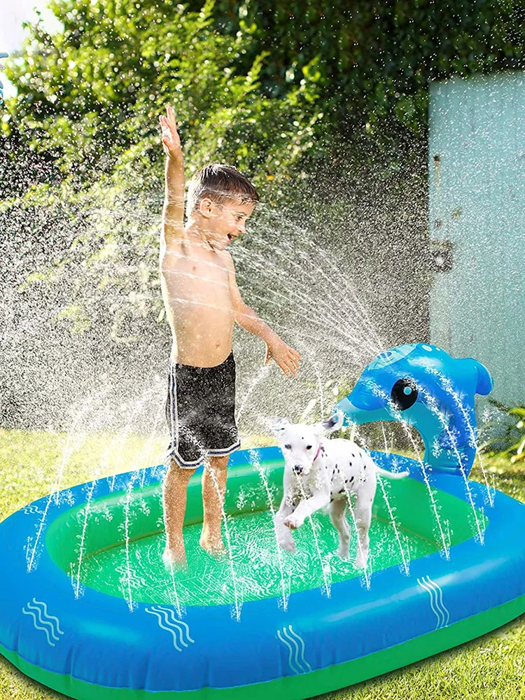 

Sprinkler Water Toy Dolphin Fountain Water Jet Mat Inflatable Water Fountain The Swimming Pool Outdoor Splash Pool For Kids