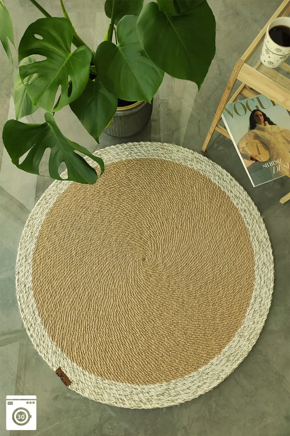 Mesh Carpet 90cm Round Washable Nano Jute Carpet/Rug Stripy %! 00 Handmade Weave 90x90 cm | Дом и сад