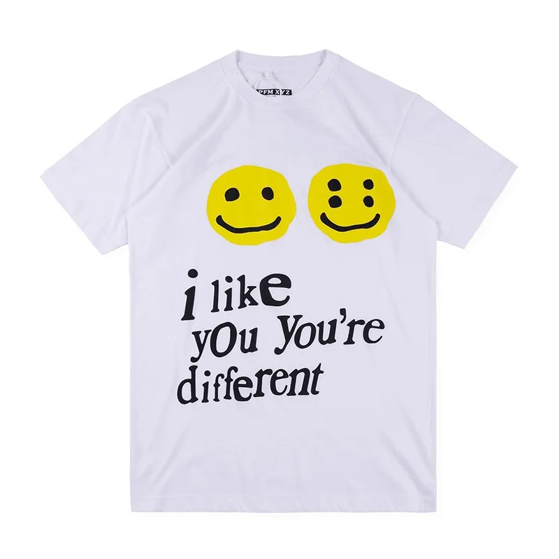 

19SS CPFM XYZ футболка с граффити улыбающееся лицо CPFM.XYZ W.W.C.D I LIKE YOU Kanye West хип-хоп Уличная одежда футболка CPFM мужские женские мужские