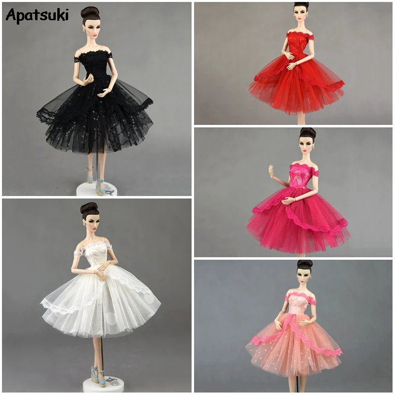 6 шт./лот кружевное платье принцессы вечернее платья для Барби красивое свадебное