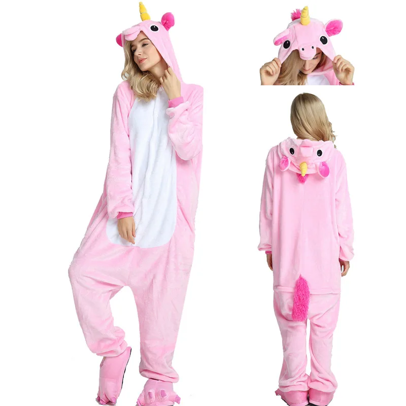 Новое животное кигуруми комбинезон для взрослых унисекс Единорог Ночная сорочка