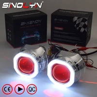 sinolyn angel eyes projector lens for h4 h7 headlight bi xenon led devil eyes car lenses 2 5 inch running lights 8 0 car lamps