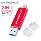 WANSENDA флеш-накопитель USB 3,0 для AndroidПК OTG флеш-накопитель 16 ГБ 32 ГБ 64 Гб 128 ГБ 256 ГБ флэш-накопитель Dual USB флеш-накопитель Жесткий диск