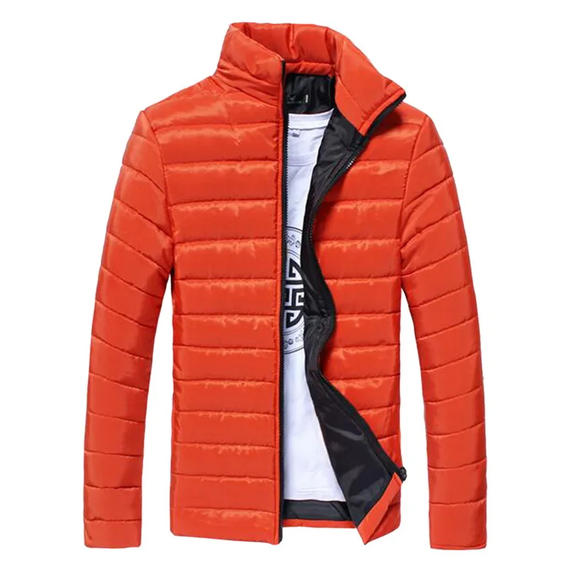 Autumn Winter Men's Parkas Jacket Slim Thick Fashion male Candy Color Striped Jackets And Coats | Мужская одежда