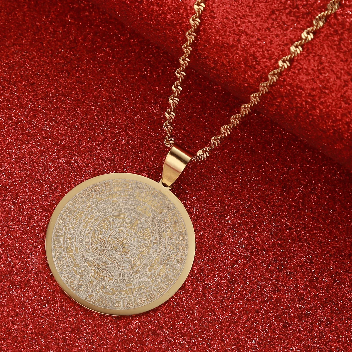 Колье для ювелирных изделий Mayan Подвеска календаря Античная бронзовая цепочка