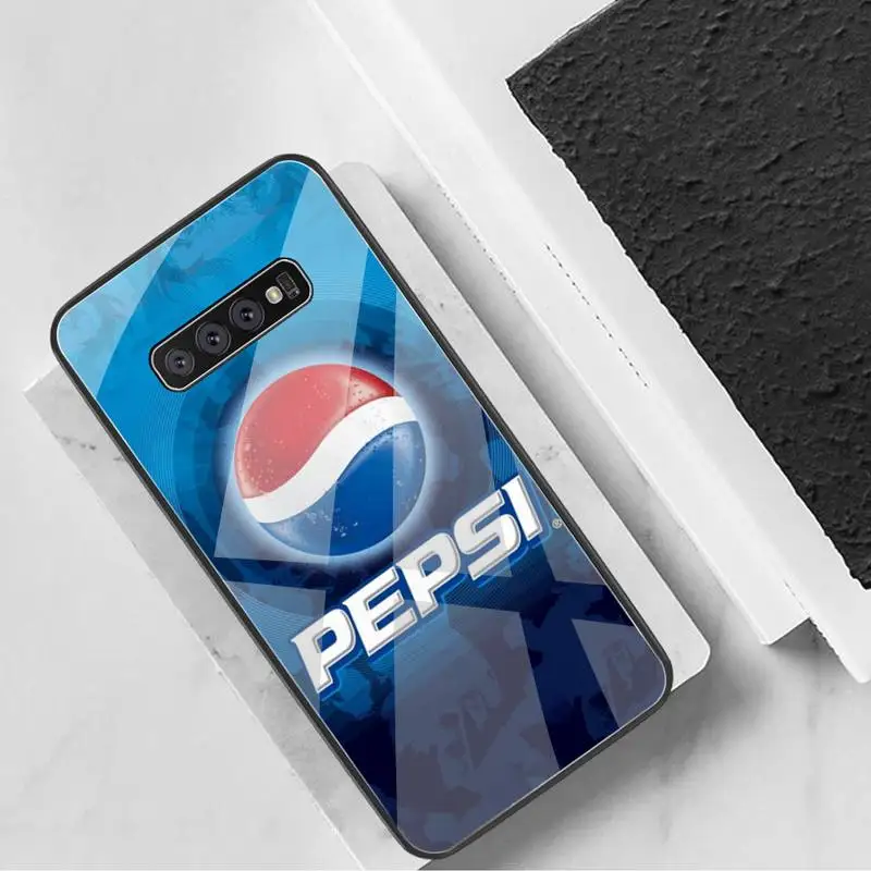 

Coke brand Peps Black TPU Soft Phone Case Tempered Glass For Samsung S20 Plus S7 S8 S9 S10 Plus Note 8 9 10 Plus