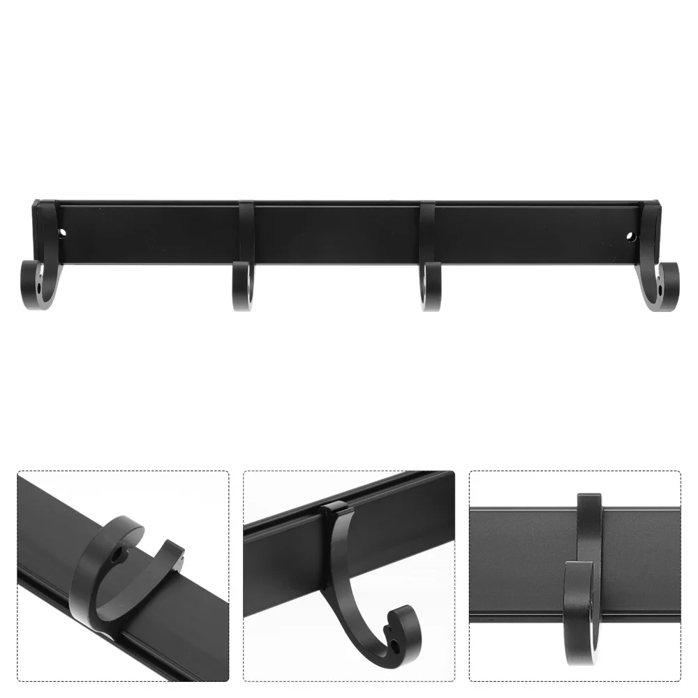 

Useful Towel Hook Rack Durable Rail with 4 Coat Hooks Storage Hook Rack