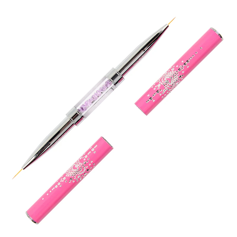 

Rose Red Double Head Nail Brush Crystal Handle Drawing Brush Liner Brush Painting Pen Gel Polish Crystal Flower Nail Art Brush