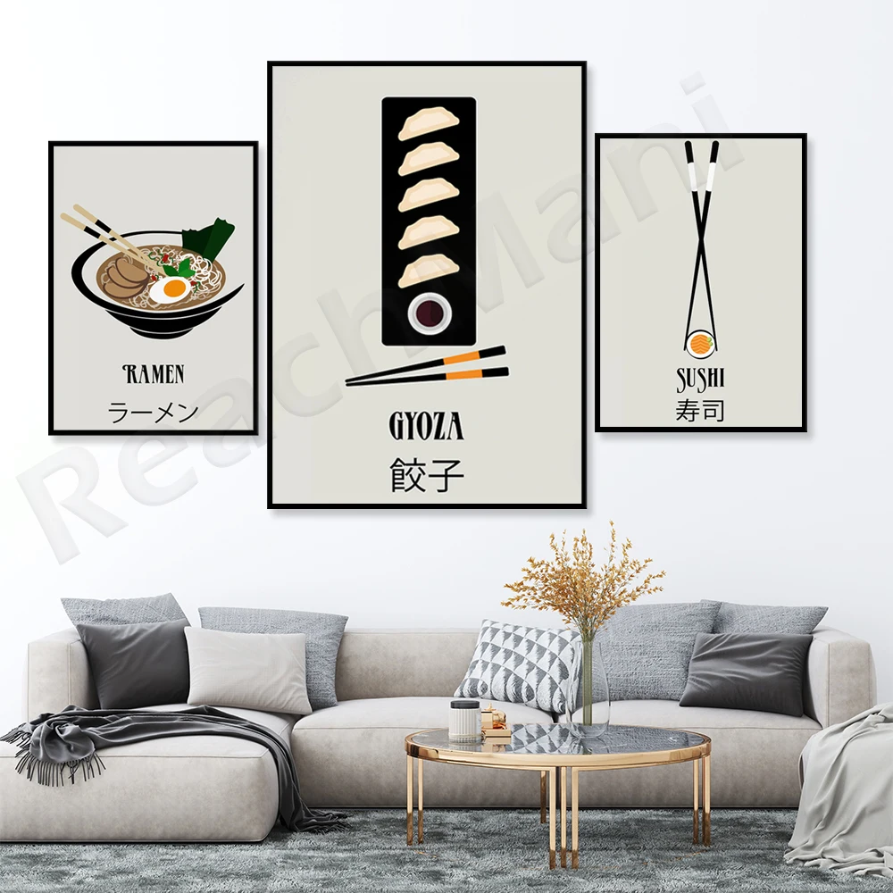 

Asian food printing, Japanese food sushi, dumpling art and ramen poster art prints minimalist decorative prints