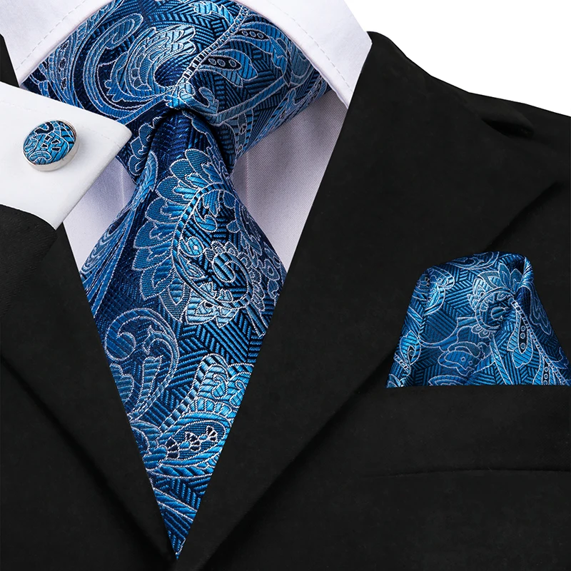 SN-3522 Hi-Tie шелк роскошные мужские галстуки цветочный черный золотистые Галстуки Пейсли галстук карманные Квадратные запонки набор мужской свадебный галстук - Цвет: SN-3522