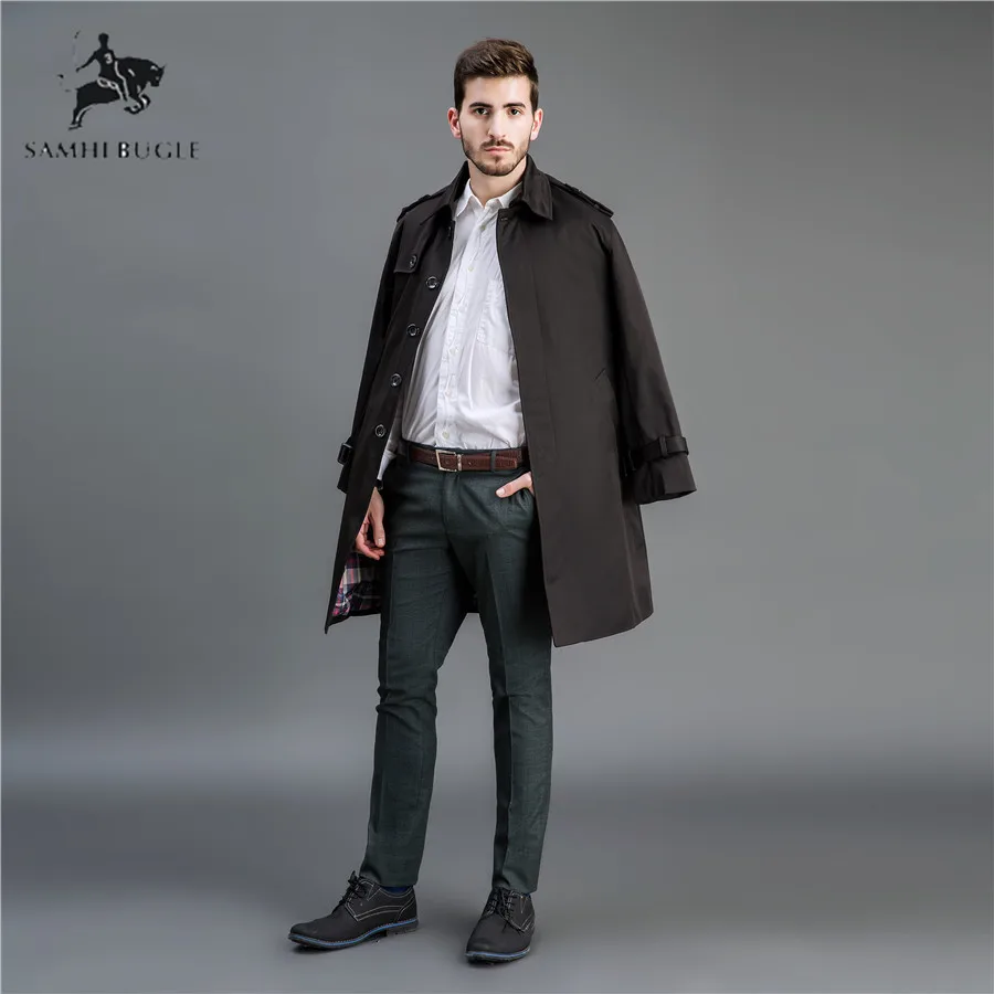 Тренчкот SAMHI BUGLE мужское повседневное Мужское пальто тонкое длинное