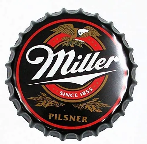 

purl zither Miller Bottle Caps Metal Tin Sign Wall Decor Man Cave Bar Wall Decor Art Plaque Vintage Home Bar Cafe Bar
