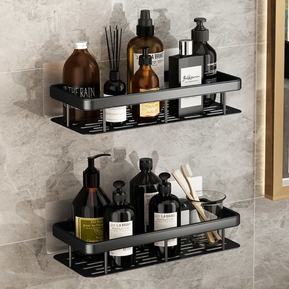 Estantes de aluminio para baño, soporte de esquina sin taladro para ducha, organizador de cocina, accesorios de baño, 2 piezas