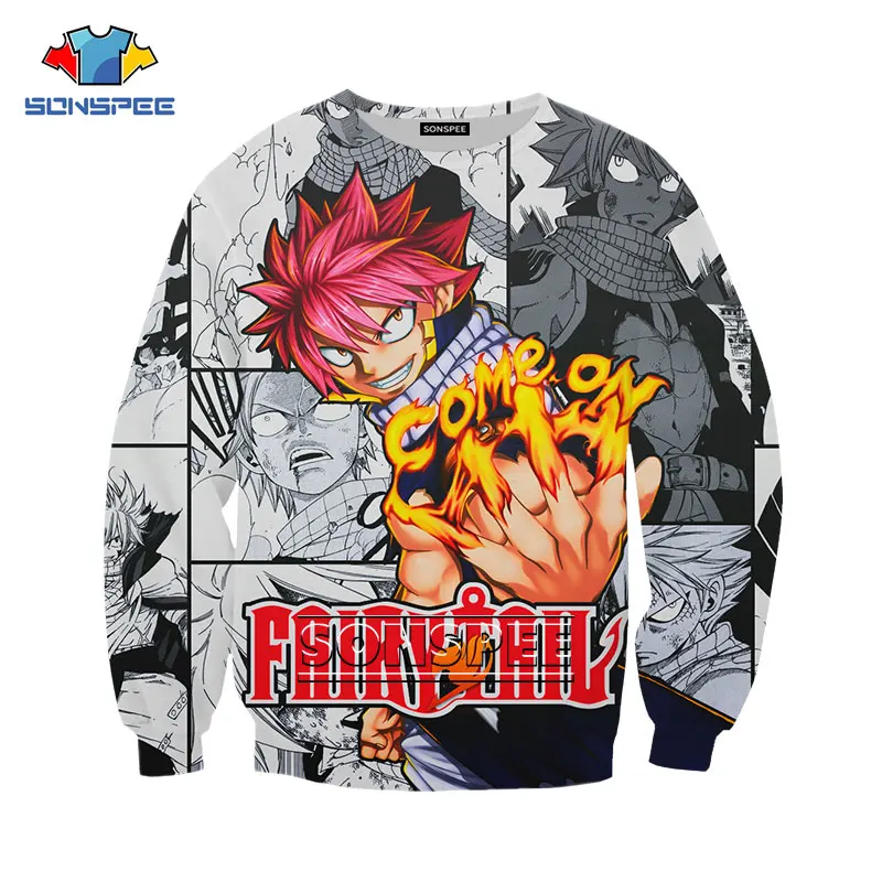 

Свитшот мужской SONSPEE с аниме «Сказочный хвост» насу Люси, крутой пуловер с 3D принтом в стиле хип-хоп, модная свободная уличная одежда, пальто ...