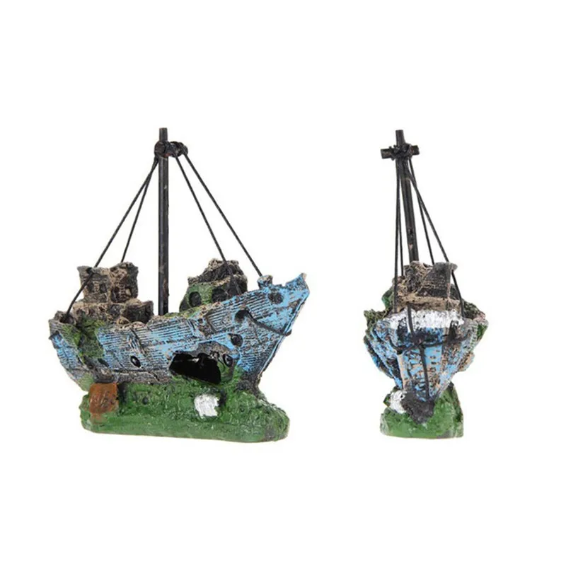 Череп динозавра для аквариума из смолы украшение с затонувшей лодкой каменное