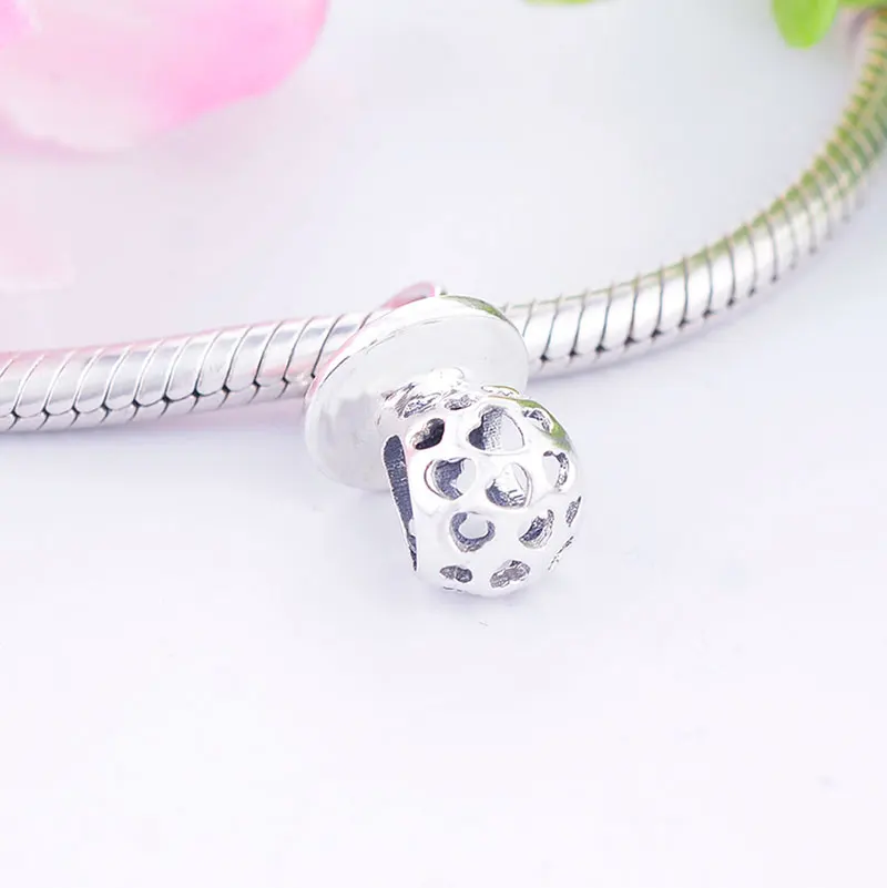 Подходит оригинальный браслет шарма Аутентичные 925 Серебряные ажурные соски для