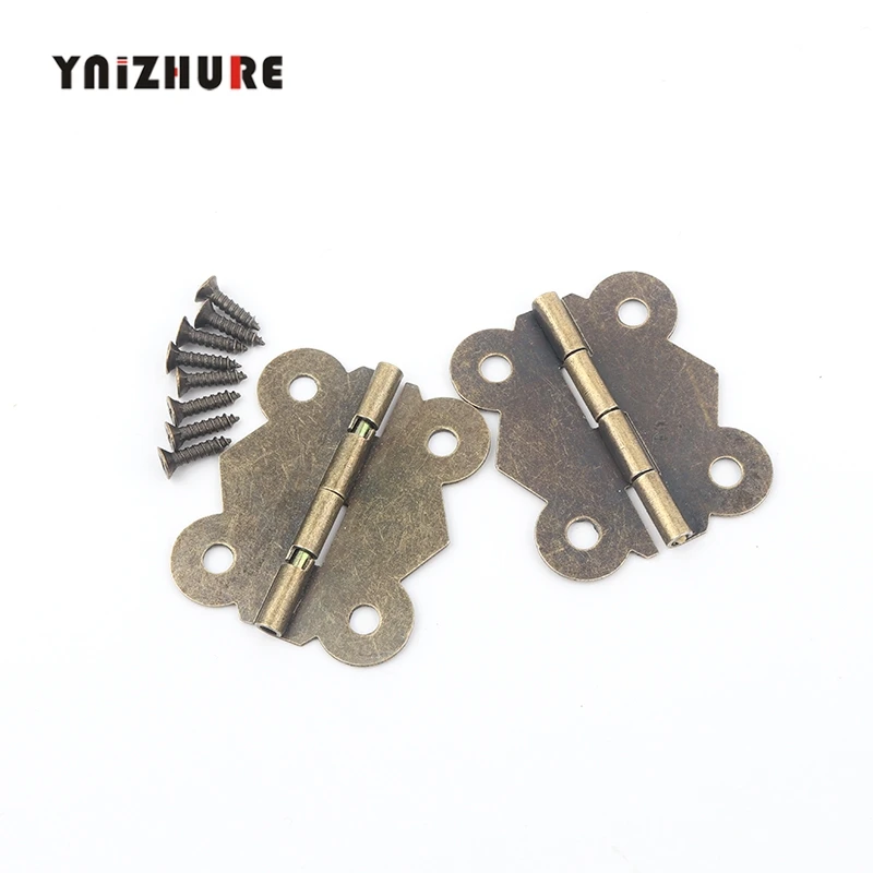 

50PcsAntique Винтаж бабочка шарнир под бронзу металлический шарнир шкаф со стеклянными дверцами с 4 отверстиями «бабочка» с помощью винтов